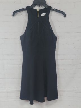 Honey and Rosie Black Halter Neck Flared Mini Dress